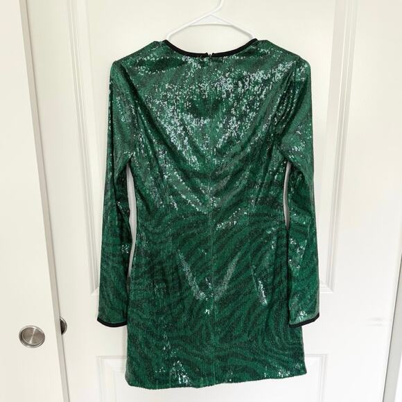 The Wolf Gang Brillo Sequin Mini Dress Green Medium - Picture 4 of 10